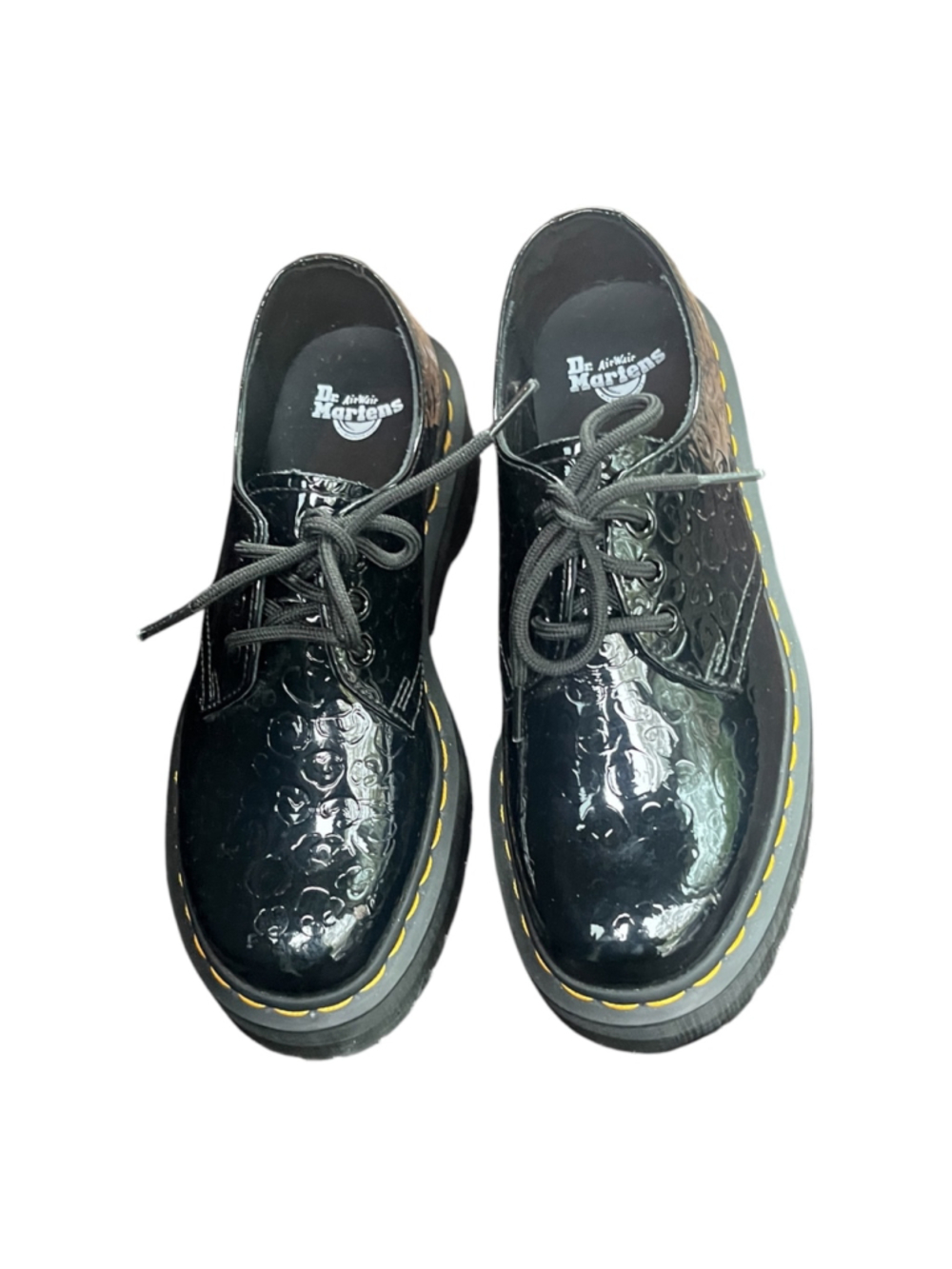 Dr Martens 1461 Quad Leopard Emboss Patent Platform Shoes Men 6/Women 7